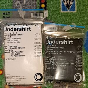 紳士用インナーシャツ Lサイズ 2枚セット クルーネック Vネック