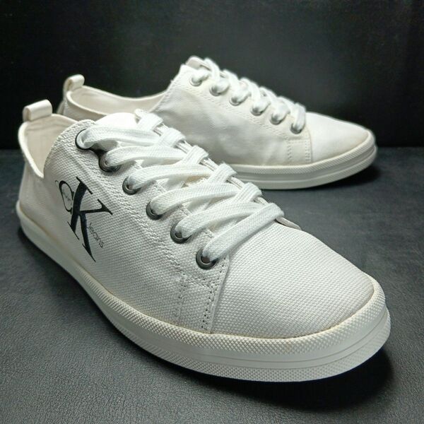カルバンクライン ジーンズ 25cm Calvin Klein Jeans CKロゴ レースアップ スニーカー ホワイト