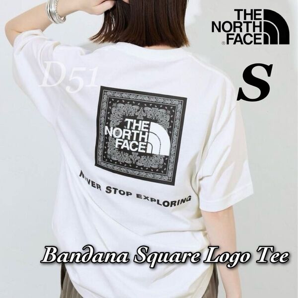 【S】新品★The North Face★ノースフェイス★バンダナスクエアロゴ★ホワイト★半袖Tシャツ NT32349 32446
