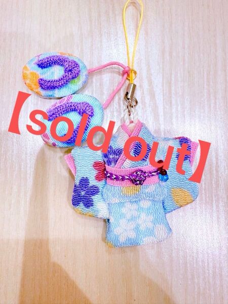 【20】和柄ミニ着物と草履のストラップ*桜模様/和風小物/ハンドメイド