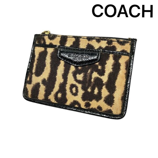 【COACH】 コーチ アニマル柄 コインケース キーリング 付き 小銭入れ レザー カードケース パスケース