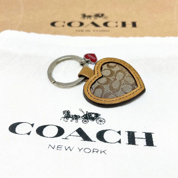 【COACH】コーチ シグネチャー キーホルダー キーリング ハート チャーム