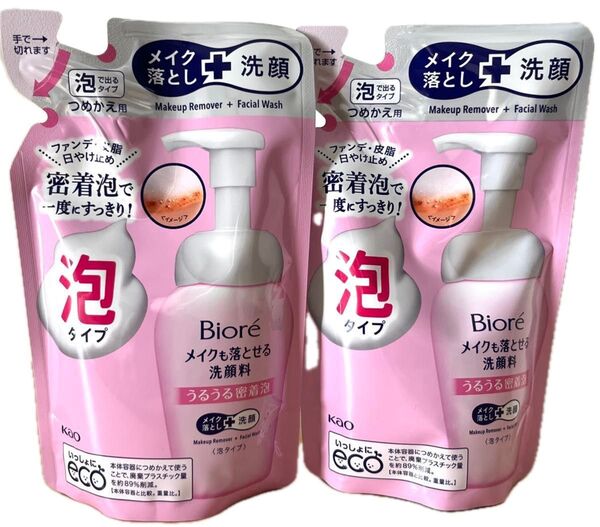 ビオレ メイクも落とせるうるうる密着泡洗顔料 つめかえ用 140ml×2個