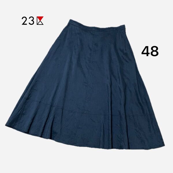 23区 ニジュウサンクリネンフレアースカート 大きいサイズ 48