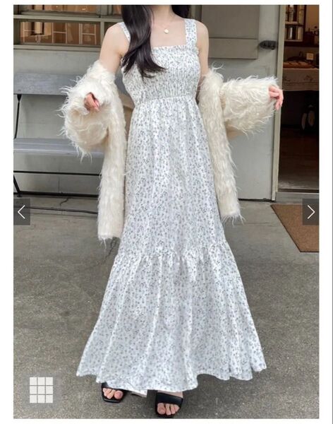 【GRL】花柄シャーリングティアードキャミワンピース【on227】