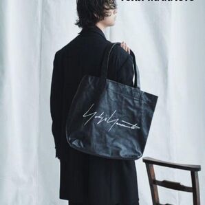 最終出品【先着即決限定特別価格!】新品希少限定★ヨウジヤマモト★本革 レザー シグネチャー トート バッグ ブラック 入手困難