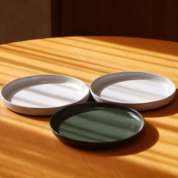 皿 中皿 プレート 3枚 グレー 緑 おしゃれ 食器 陶器