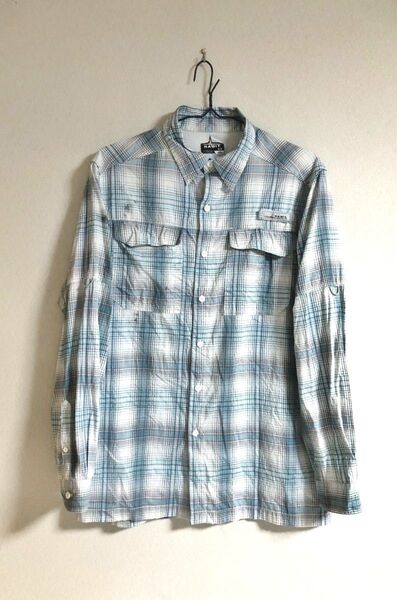 【USA仕入れ】古着 HABIT 長袖 チェック柄 フィッシングシャツ M アウトドアシャツ ビンテージ ヴィンテージ 長袖シャツ