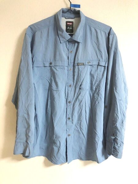 【難あり格安】【USA仕入れ】古着 ラングラー Wrangler 長袖 フィッシングシャツ XL アウトドアシャツ