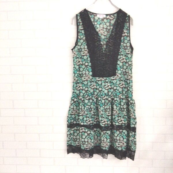 PAUL&JOE ノースリーブワンピース 花柄 レース M シースルーレディースファッション