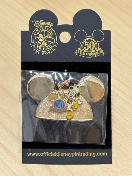DLR◆ディズニーランド 50周年◆イヤーキャップ ピンバッジ◆アナハイム