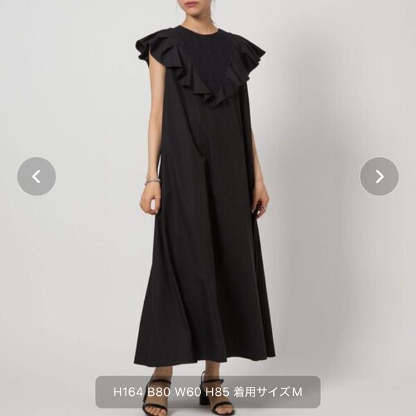 <EMMEL REFINES >EM レースキリカエタックフリルワンピース 半袖ワンピース ノースリーブワンピース ロング