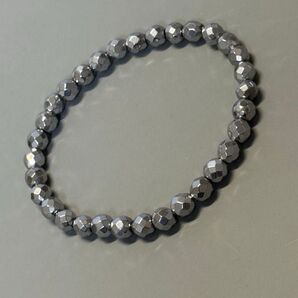 NEW!!再入荷!!ファセットシルバーヘマタイトブレスレット/メンズ女性OK シルバーブレスレット