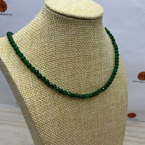 NEW!!再入荷!!ファセット加工のダークグリーンカルセドニーネックレス/レディースネックレス/4mm