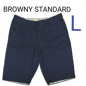 BROWNY STANDARD メンズ ショートパンツ ネイビー L ブラウニースタンダード ペイズリー ハーフパンツ 半ズボン