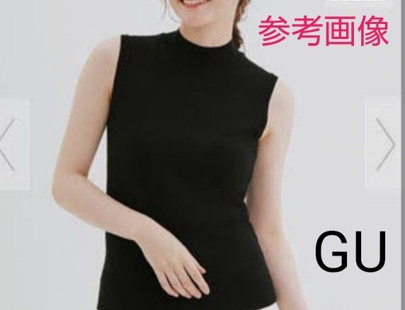 GU ハイネック ノースリーブ セーター ブラック Mサイズ ジーユー 黒 サマー コットン ニット ボトルネック トップス