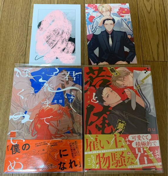 【新刊】BLコミック 劣情『君は春までぼくのいぬ』nu『若と俺』とらのあな特典イラストカード(裏面漫画) 特典ペーパー