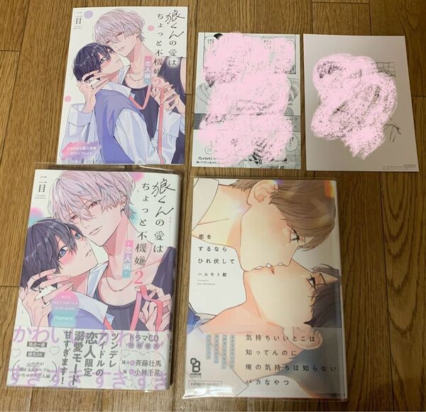 二目『狼くんの愛はちょっと不機嫌 2巻 -恋人編-』ハルモト紺『恋をするならひれ伏して』とらのあな リーフレット イラストカード
