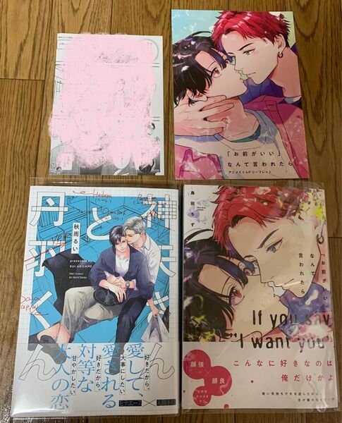 【新刊】秋雨るい『神矢さんと丹羽くん』鳥田ちず『「お前がいい」なんて言われたら』特約店ペーパー アニメイト 4Pリーフレット