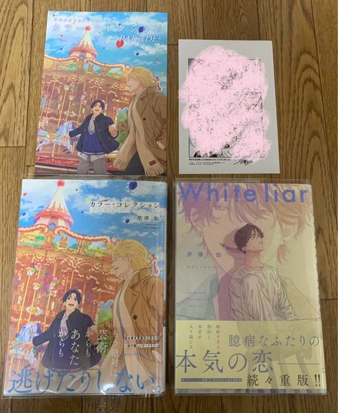 【新刊】芹澤知『カラー・コレクション -PARADE-』『ホワイトライアー』アニメイト4Pリーフレット 協力書店ペーパー