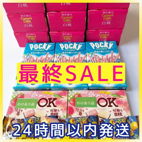 最終セール! 早いもの勝ち☆お菓子詰め合わせ☆カスタードケーキ ポッキー ルック クランキー
