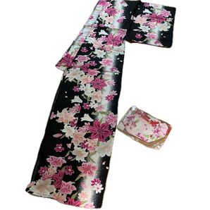 浴衣、下駄、巾着 3点セット 花柄