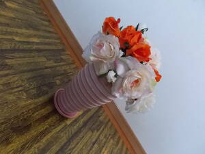 新品　造花　薔薇の花束　バラのブーケ　ばら　フェイクフラワー　白ピンクオレンジ