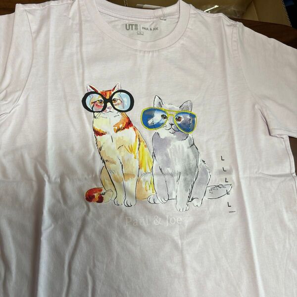 ユニクロ ポールアンドジョー Tシャツ ピンク Lサイズ ポール&ジョー 猫 ネコ 新品