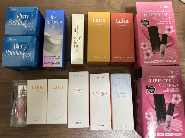 韓国コスメリップティント ほぼ新品 激安まとめ売り fwee Dinto BBIA Laka ティルティルなど14個 定価2万超