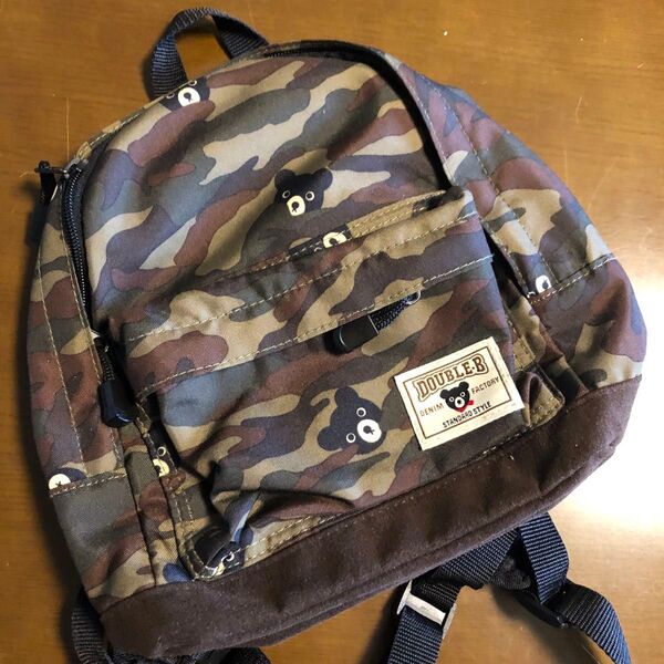 ミキハウス ダブルビー キッズ リュック 迷彩 くま ベア カーキ 黒 バックパック デイパック リュックサック