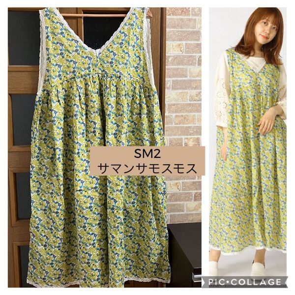 Samansa Mos2 サマンサモスモス インド花プリントノースリワンピ 花柄 ノースリーブ ワンピース フラワープリント