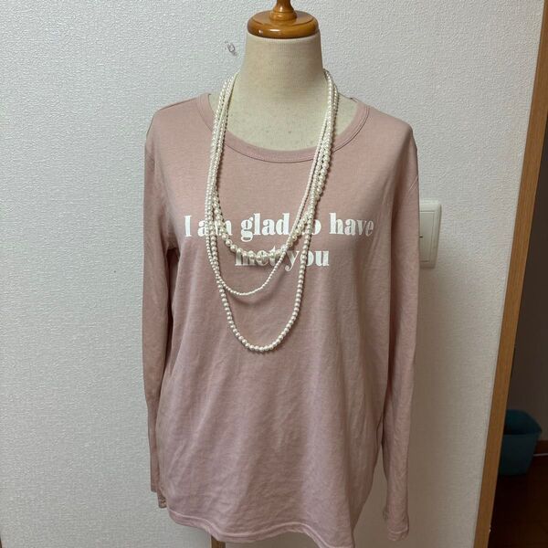 新品 ロゴ ロンT カットソー ピンク L