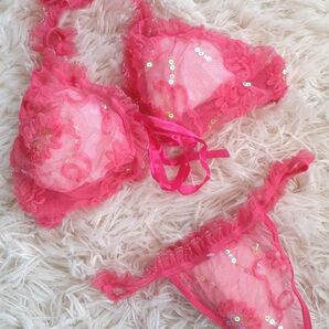 新品未使用女性ランジェリーピンクレース