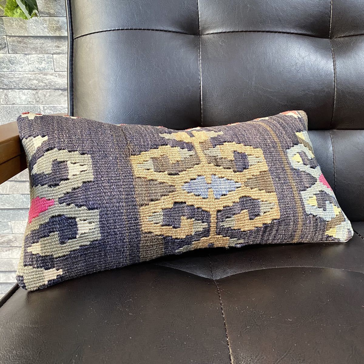 Housse de coussin fabriquée à partir de tapis turc GS024 Kilim Old Kilim Handmade Antique Pillow Cover Pillow Case Turkish Goods Rectangle, meubles, intérieur, accessoires d'intérieur, Housse de coussin