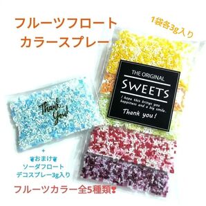 NO.337【樹脂粘土製】フルーツフロートカラーデコスプレー(各3g×5色)全15gセット♪