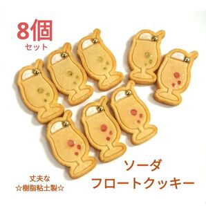 NO.341【再販/樹脂粘土製】ソーダフロートクッキー(2種類各4個)合計8個セット♪