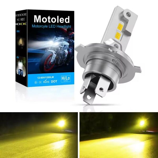 バイク H4 LED ヘッドライト バルブ バイク用 ハイロー 切り替え イエロー ゴールドイエロー 黄色