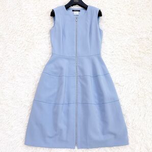 Rene' basic ルネ ワンピース フロントジップ カメリア 手洗い可 ポケットあり 日本製 ライトブルー 34