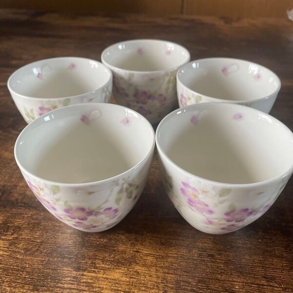 可愛い 湯呑み茶碗 5客セット 花柄