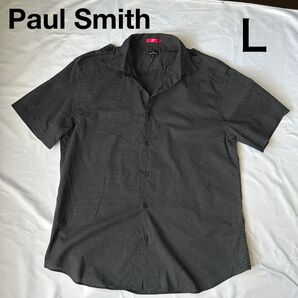 メンズ Paul Smith ポールスミス ドット柄 半袖シャツ Lサイズ 水玉 ブラック 黒色