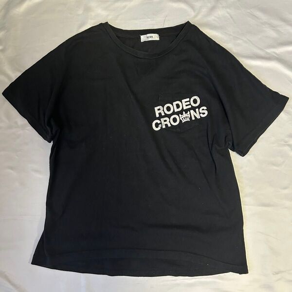 RODEO CROWNS ロデオクラウンズ 半袖Tシャツ 黒色 ロゴ入り ブラック