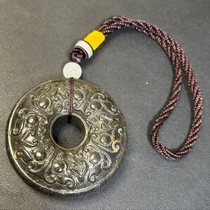 浮き彫り八卦神獣紋石鉄隕石紅山文化、旧家蔵出し、縁起物、古美術、お守り