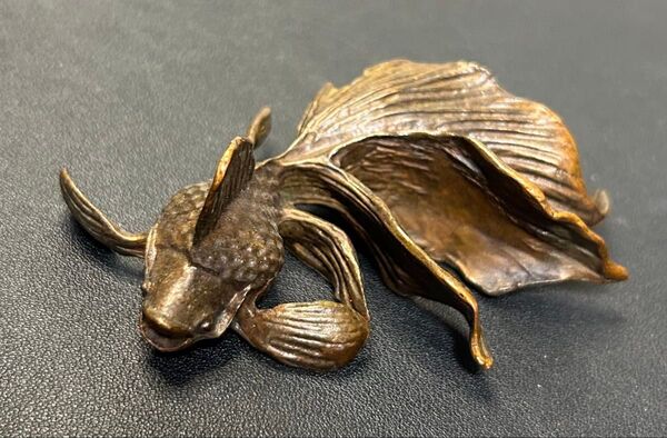古銅細工金魚 古美術 、置物 、縁起物、骨董品 金属工芸 茶道具 旧家蔵出し
