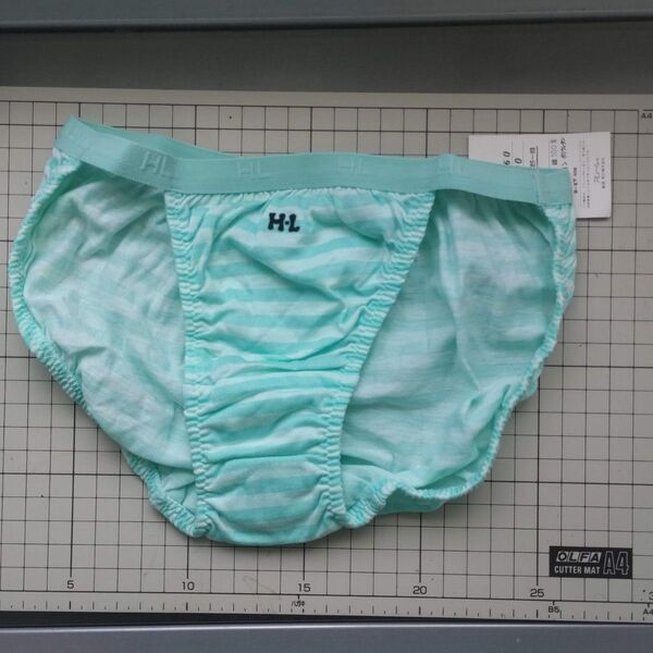中学生高校生むけ縞パンボーダーベルトストリングフルバックパンティーショーツブルー