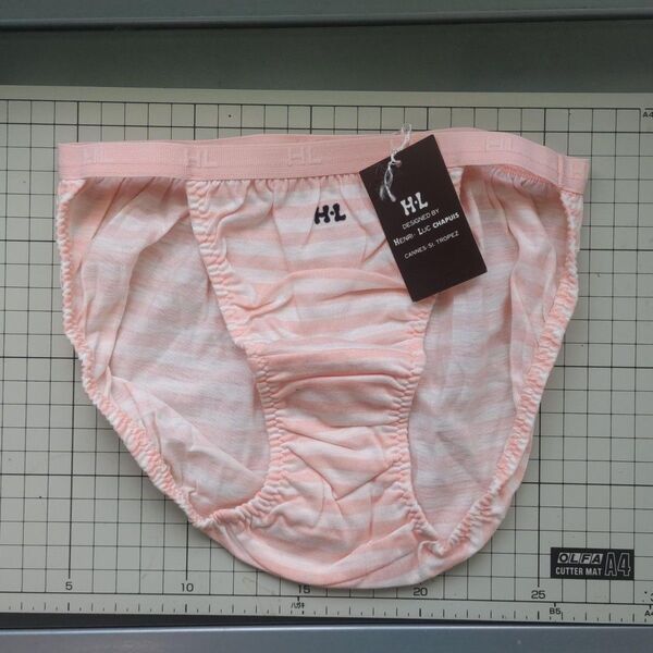 中学生高校生むけ縞パンボーダーベルトストリングフルバックパンティーショーツピンク