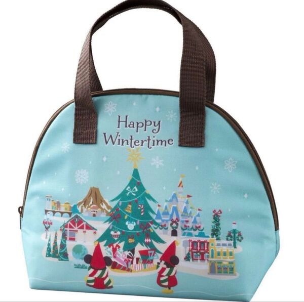 ディズニーリゾート ランド シー クリスマス リルリンリン スーベニア ランチケース バッグ ハンドバッグ ミッキー 水色 お弁当