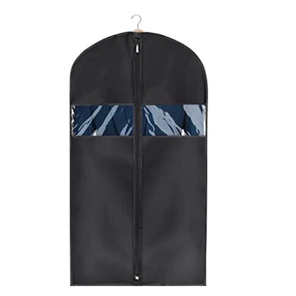 60*100 衣類カバー 洋服カバー衣装カバースーツカバー 収納カバー ファスナー式 底閉じタイプ オックスフォード生地black