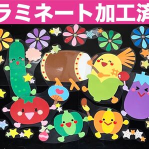 壁面飾り お祭り 夏野菜 ラミネート加工済 夏 花火