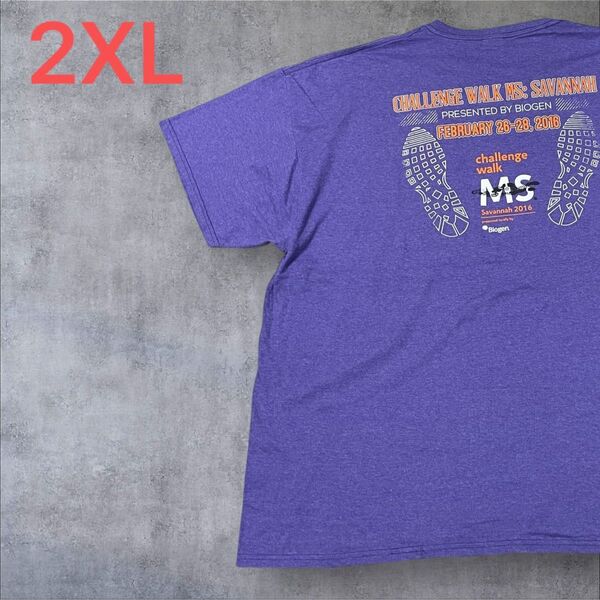 【US古着】パープル 2XL Tシャツ 半袖 レギュラー プリント メンズ レディース 大きいサイズ オーバーサイズ