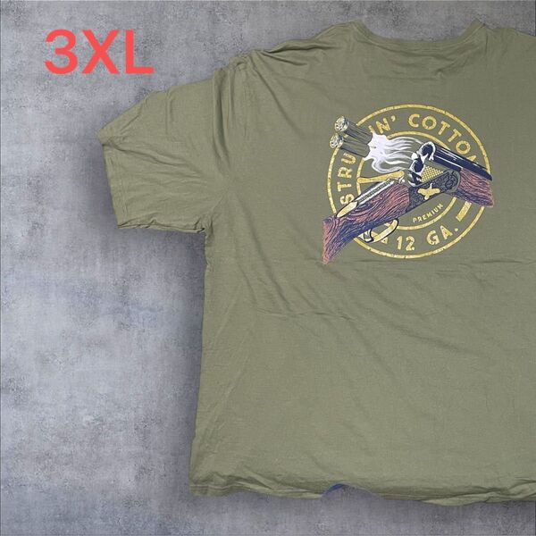 【US古着】モスグリーン 3XL Tシャツ 半袖 レギュラー プリント メンズ レディース 大きいサイズ オーバーサイズ